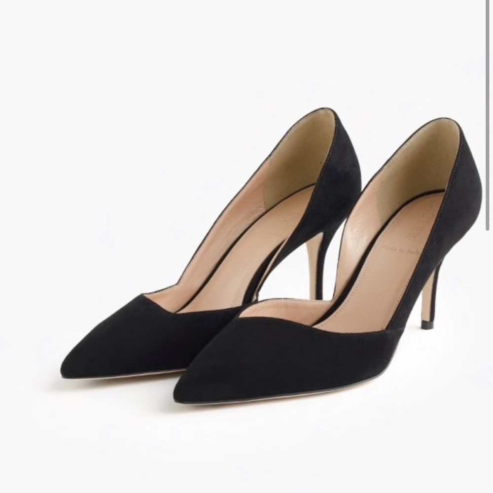 J crew black suede collette d’orsay pumps